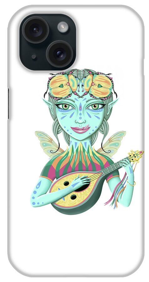 Fantasy iPhone Case featuring the digital art Insect Girl, Scarabella with Lute by Valerie White