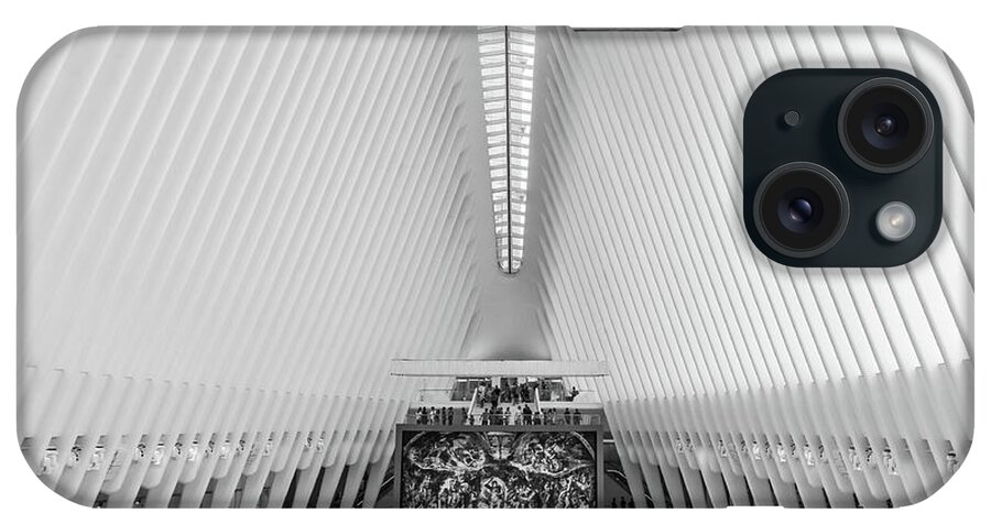 World Trade Center iPhone Case featuring the photograph Inside Oculus in Black and White by Elvira Peretsman