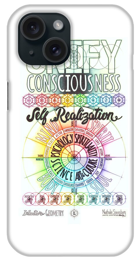 Unify iPhone Case featuring the drawing Intuitive Geometry Unify Consciousness Self Realization by Nathalie Strassburg