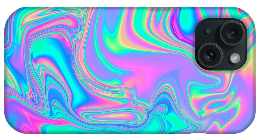 Iridescent marbled holographic texture in vibrant neon and pastel colors.  Trippy and distorted image with light diffraction effect in psychedelic  80s-90s vaporwave style. Tapestry by Julien - Fine Art America