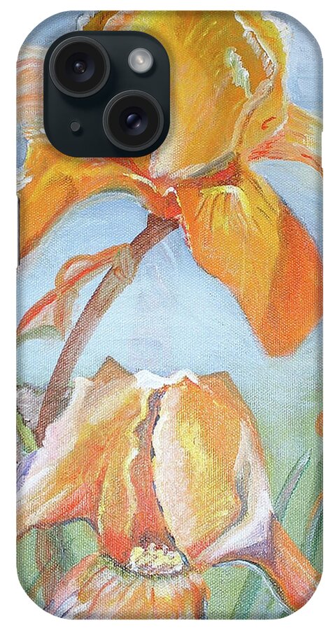 Iris iPhone Case featuring the painting Yellow Iris  by Genevieve Holland