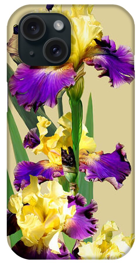 Iris Germanica iPhone Case featuring the mixed media Iris Germanica Jurassic Park by Anthony Seeker