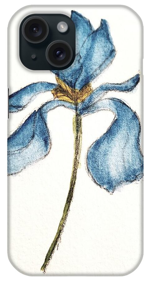 Blue Flower iPhone Case featuring the painting Iris by Margaret Welsh Willowsilk