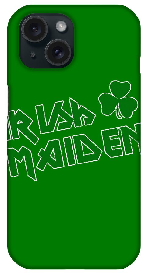 Funny iPhone Case featuring the digital art Irish Maiden Retro by Flippin Sweet Gear