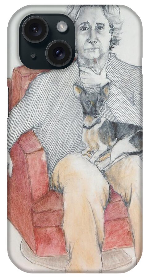 Dog iPhone Case featuring the drawing Irving . . . Oh, and Steve by Jayne Somogy