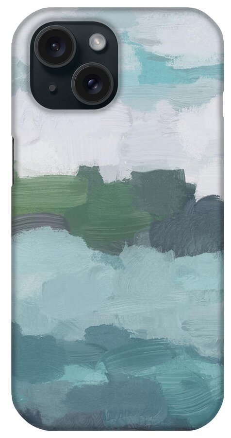 Aqua Blue Green Teal iPhone Case featuring the painting Island in the Distance II by Rachel Elise