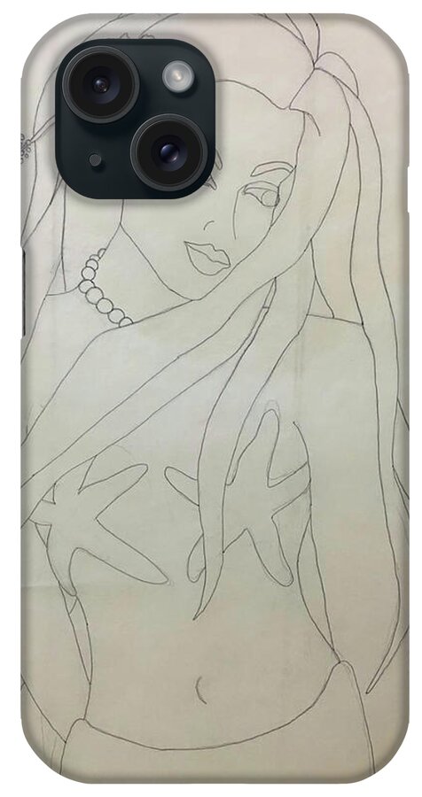 Mermaid iPhone Case featuring the drawing Island Innocence by Kelly Smith