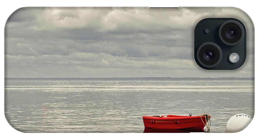 Isles Of Shoals iPhone Case featuring the photograph Isles Of Shoals Red Dinghy by Deb Bryce