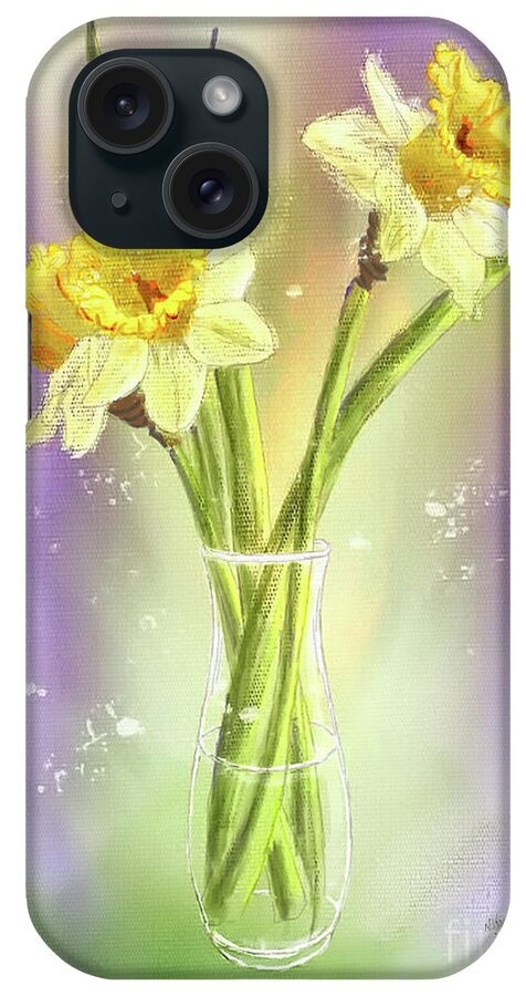Daffodils iPhone Case featuring the digital art It Must Be Spring by Lois Bryan