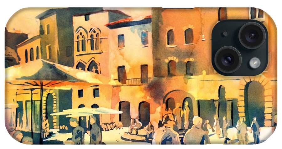 Italy iPhone Case featuring the painting Italian Piazza by Liana Yarckin