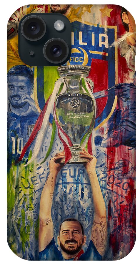 Italy iPhone Case featuring the painting Italy Euro Cup 2020 Champions by David Arrigo