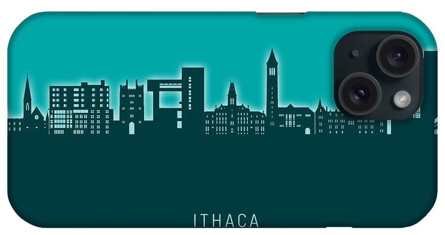 Ithaca iPhone Case featuring the digital art Ithaca New York Skyline #22 by Michael Tompsett