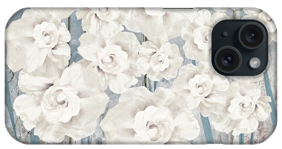 White Flowers iPhone Case featuring the painting Ivory and Wood by Mindy Sommers