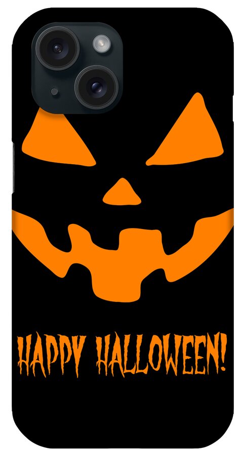 Funny iPhone Case featuring the digital art Jack-O-Lantern Happy Halloween Pumpkin by Flippin Sweet Gear
