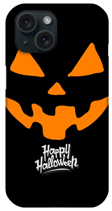 Funny iPhone Case featuring the digital art Jack-O-Lantern Pumpkin Happy Halloween by Flippin Sweet Gear