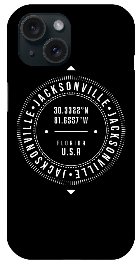 Jacksonville iPhone Case featuring the digital art Jacksonville, Florida, USA - 2 - City Coordinates Typography Print - Classic, Minimal by Studio Grafiikka