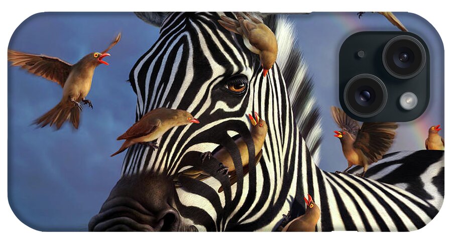 Zebra iPhone Case featuring the digital art Jailbird, A Closer Look by Jerry LoFaro