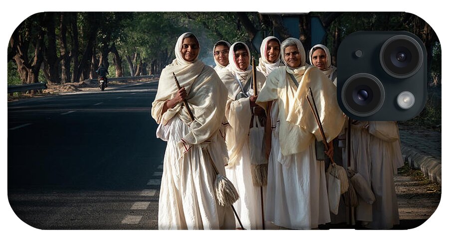 India iPhone Case featuring the photograph Jain nuns in Gujarat. by Usha Peddamatham