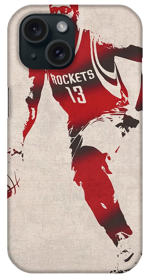 James Harden iPhone Case featuring the mixed media James Harden Basketball Rockets Minimalist Vector Athletes Sports Series by Design Turnpike