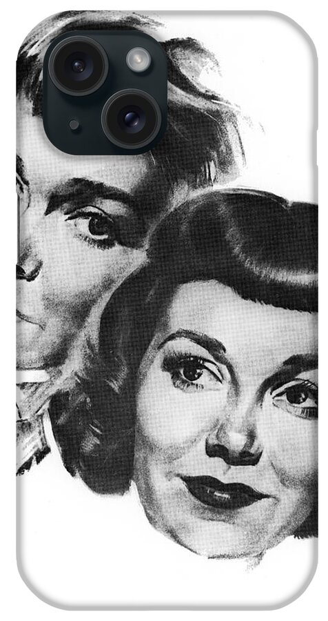 Jane Wyman iPhone Case featuring the drawing Jane Wyman by Volpe by Movie World Posters