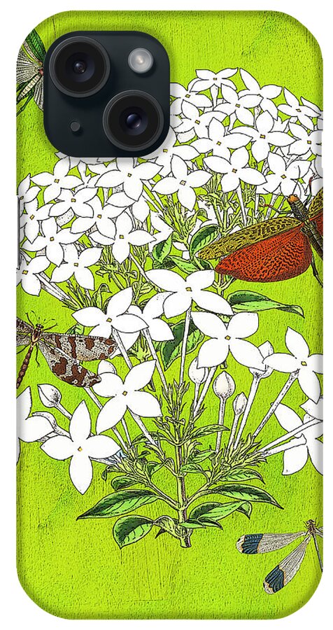 Dragonfly & Jasmine iPhone Case featuring the digital art Jasmin and Dragonflies by Lorena Cassady