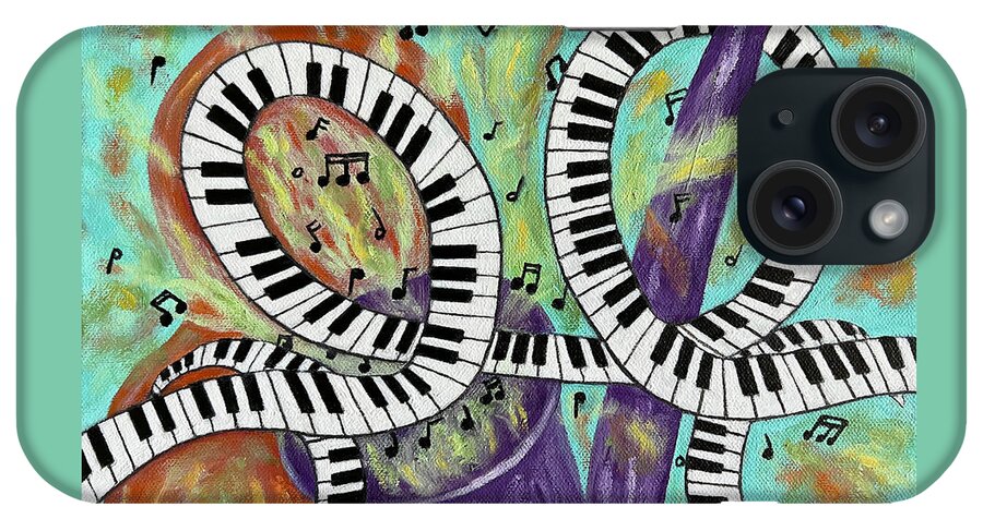 Music iPhone Case featuring the painting Jazz Trio by Karen Zuk Rosenblatt