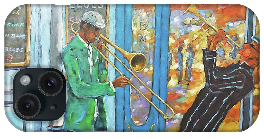 Jazzmen At Bmc New Orleans iPhone Case featuring the painting Jazzmen at BMC New Orleans by Richard T Pranke