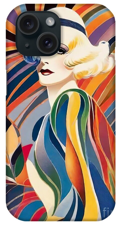Jean Harlow iPhone Case featuring the digital art Jean Harlow abstract portrait -2 by Movie World Posters