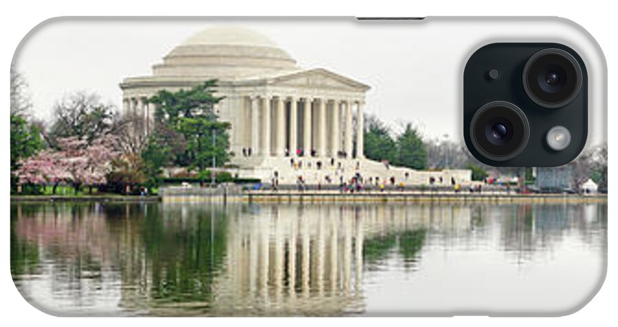 Tidal Basin iPhone Case featuring the photograph Jefferson Memorial and Cherry Blossoms Panorama by Jack Schultz