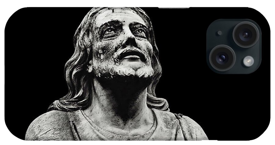 Jesus iPhone Case featuring the photograph Jesus Christ Prayer in Black by Munir Alawi