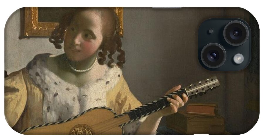  iPhone Case featuring the painting Johannes Vermeer - The Guitar Player by Les Classics