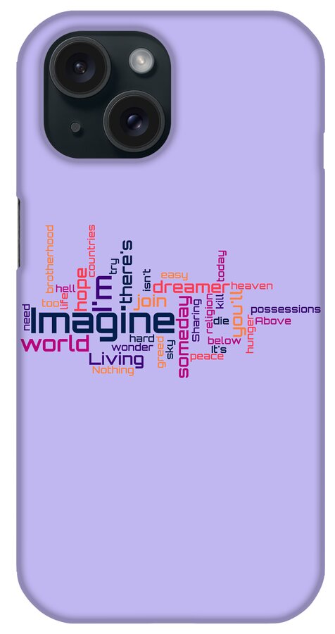 John Lennon iPhone Case featuring the digital art John Lennon - Imagine Lyrical Cloud by Susan Maxwell Schmidt