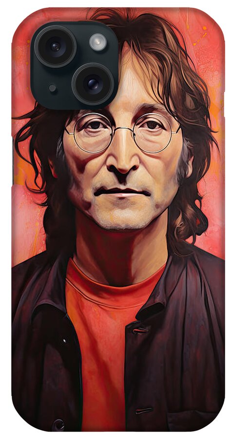 John Lennon iPhone Case featuring the painting John Lennon Portrait by My Head Cinema