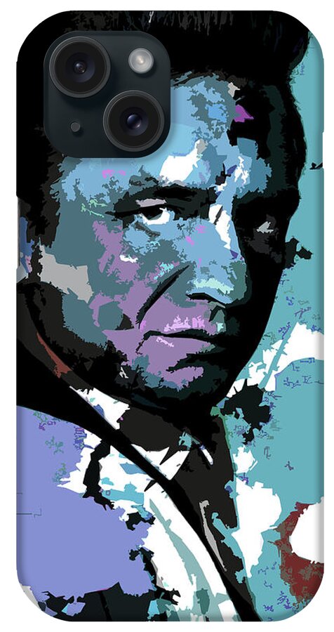 Psychedelic iPhone Case featuring the digital art Johnny Cash psychedelic portrait by Movie World Posters
