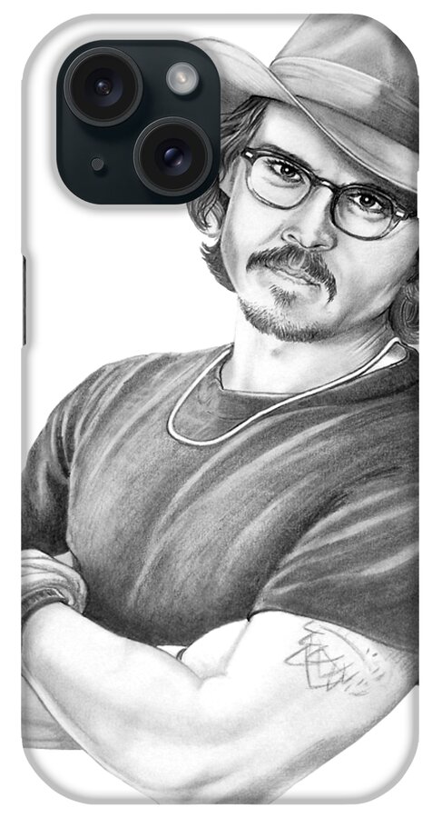 Johnny Depp iPhone Case featuring the drawing Johnny Depp drawing by Murphy Elliott