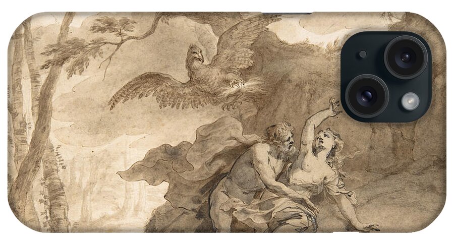 Godfried Maes iPhone Case featuring the drawing Jupiter and Io by Godfried Maes