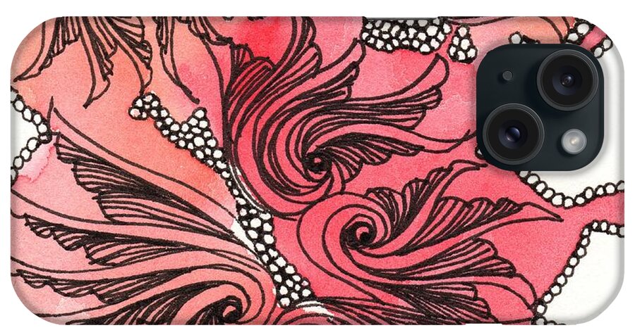 Zentangle iPhone Case featuring the drawing Just Wing It by Jan Steinle