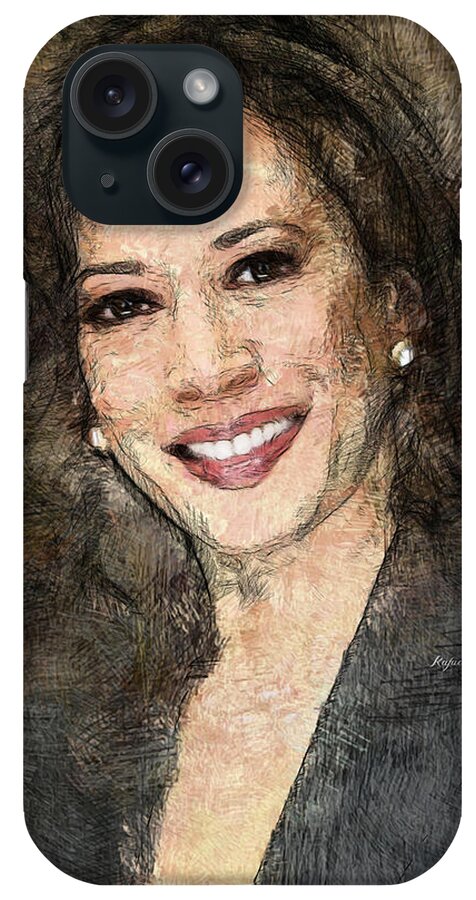 Portraits iPhone Case featuring the drawing Kamala Harris by Rafael Salazar