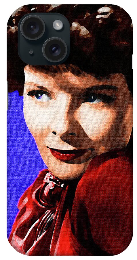 Katharine Hepburn iPhone Case featuring the painting Katharine Hepburn 4 by Movie World Posters
