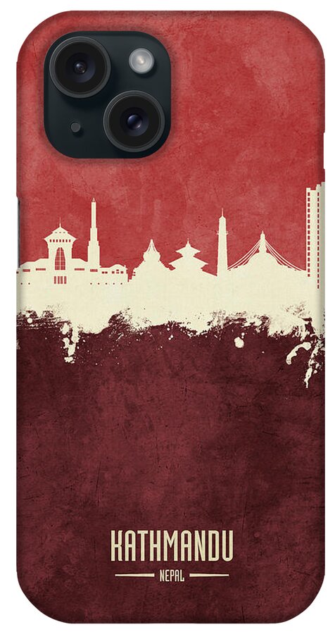 Kathmandu iPhone Case featuring the digital art Kathmandu Nepal Skyline #24 by Michael Tompsett