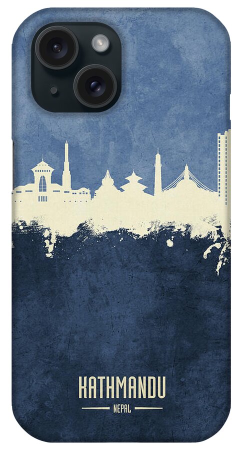 Kathmandu iPhone Case featuring the digital art Kathmandu Nepal Skyline #27 by Michael Tompsett