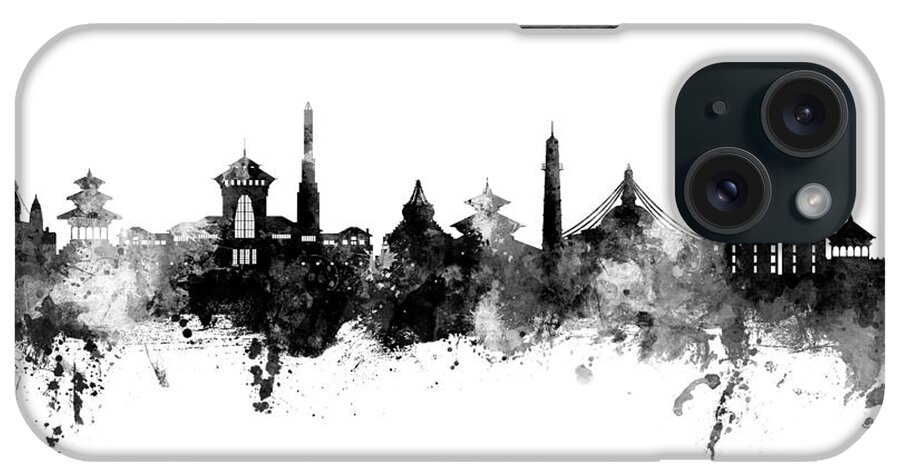 Kathmandu iPhone Case featuring the digital art Kathmandu Nepal Skyline #89 by Michael Tompsett