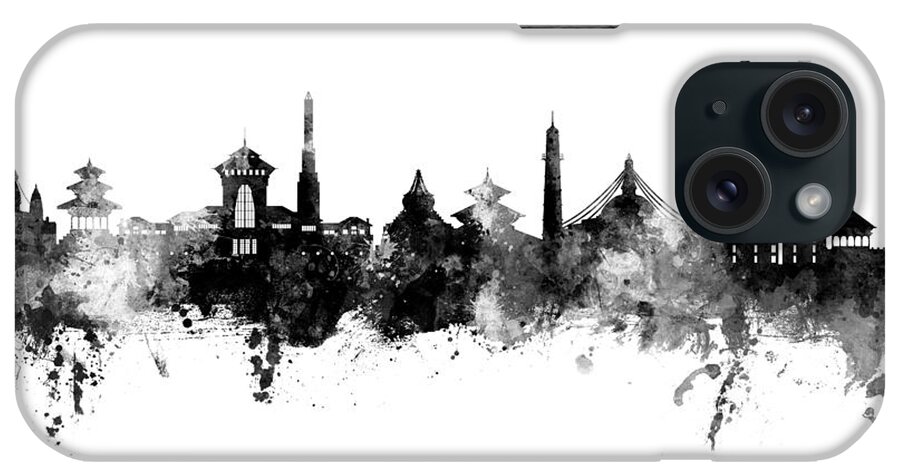 Kathmandu iPhone Case featuring the digital art Kathmandu Nepal Skyline #95 by Michael Tompsett