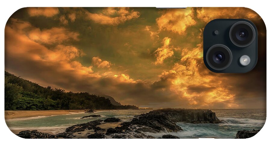 Art iPhone Case featuring the photograph Kauai Yellow Sunset by Jon Glaser