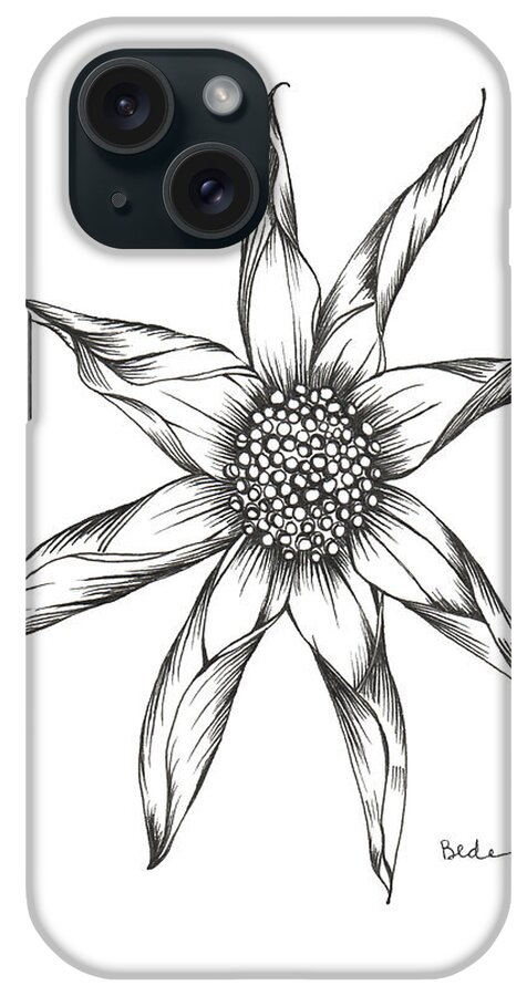 Ink Paper Drawing Illustration Flower Black White iPhone Case featuring the drawing Keeps Getting Better by Catherine Bede