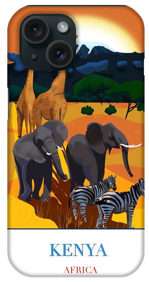 Africa iPhone Case featuring the digital art Kenya Africa by Lidija Ivanek - SiLa