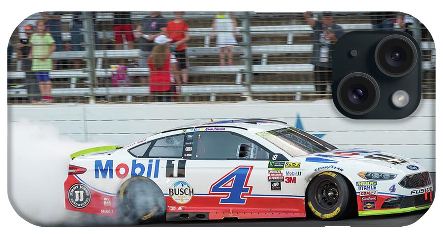 Ford iPhone Case featuring the photograph Kevin Harvick shredding his tires by Paul Quinn