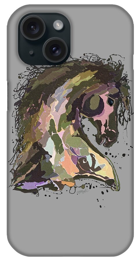  iPhone Case featuring the painting Khaki and Pink Horse Splatter Pollock Style Design by OLena Art by Lena Owens - Vibrant DESIGN