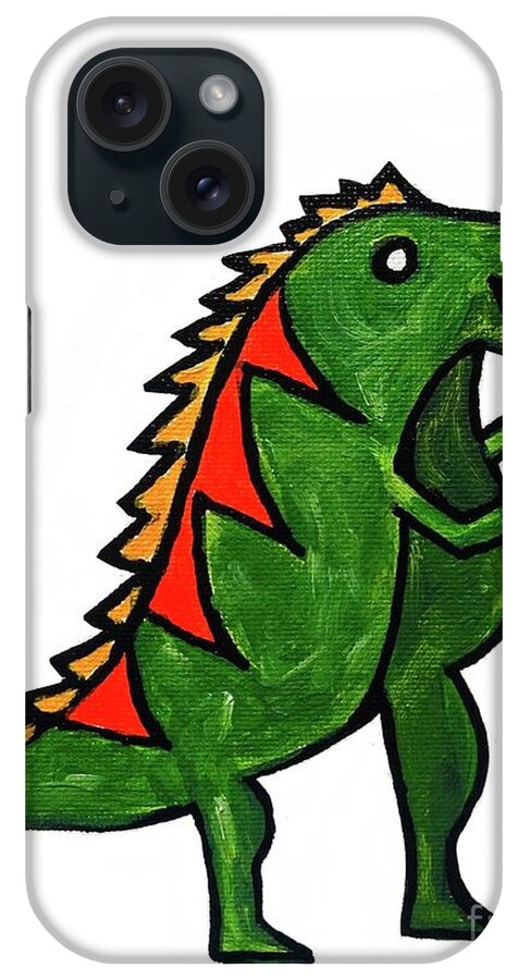  iPhone Case featuring the painting King Dinosaur by Oriel Ceballos