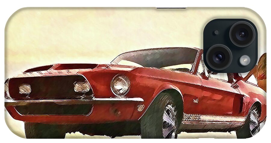 King Of The Road iPhone Case featuring the mixed media King of the Road, Shelby Cobra gt 350/500 - KR by Thomas Pollart